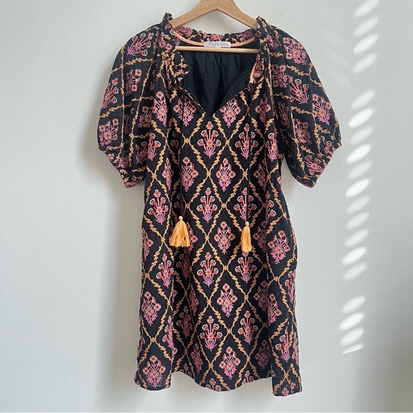 Joy-Joy Peasant Dress Ethnic Boho Emb- Monkee's of Georgetown womens Size Large - Picture 2 of 6